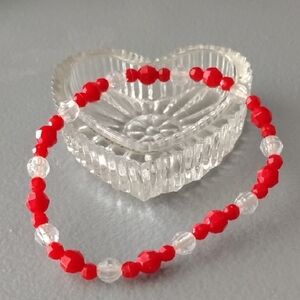 Fashion Jewelry Vibrant Red and Clear Bracelet